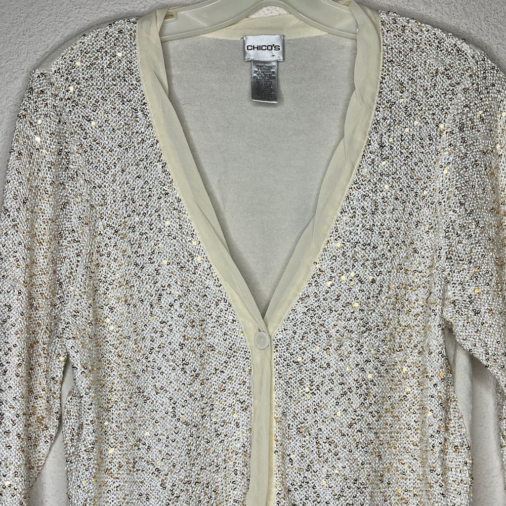 Chico's Sequin Cardigan Sweater‎ - Picture 2 of 6